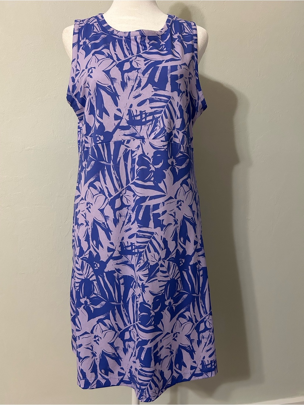 Columbia Sleeveless Floral Midi Dress in Lavender and Royal Blue